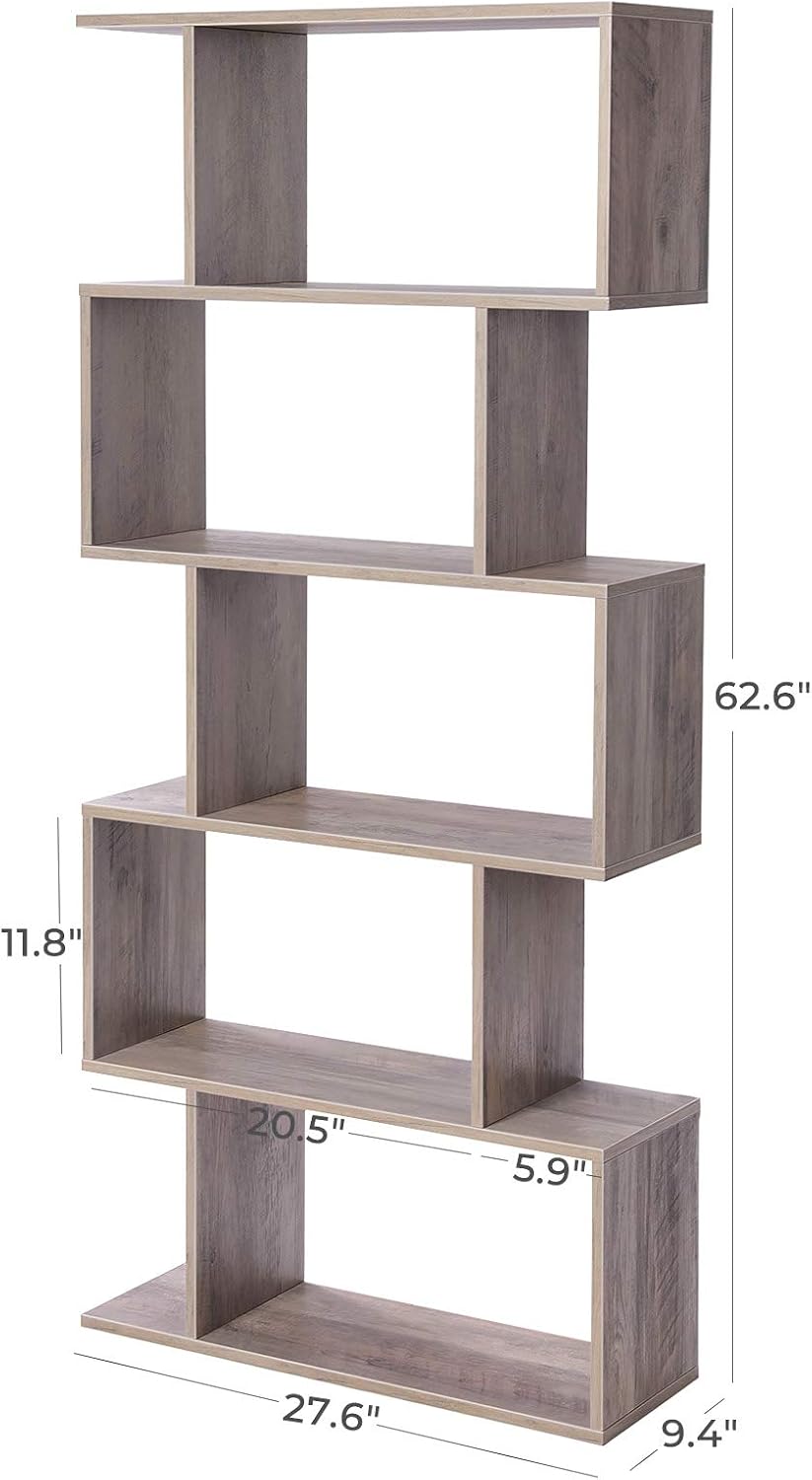 VASAGLE 5-Tier Bookcase, Open Storage, 27.6 x 9.4 x 62.6 Inches