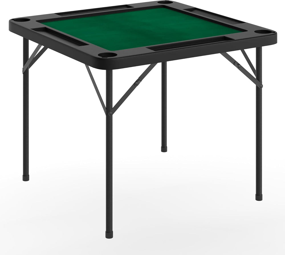 Flash Furniture 34.5" Black Folding Card Game Table | 4-Player, Cup Hold...