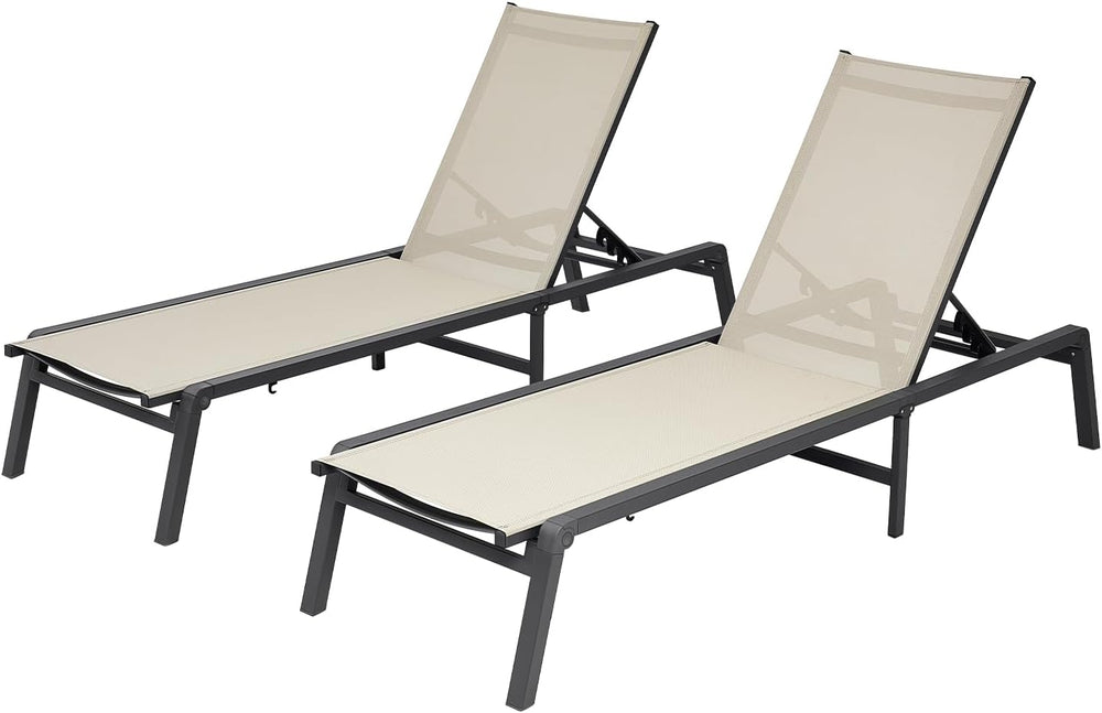 VEVOR Outdoor Chaise Lounge Chair Set of 2, 400 lbs Weight Capacity, Foldable...