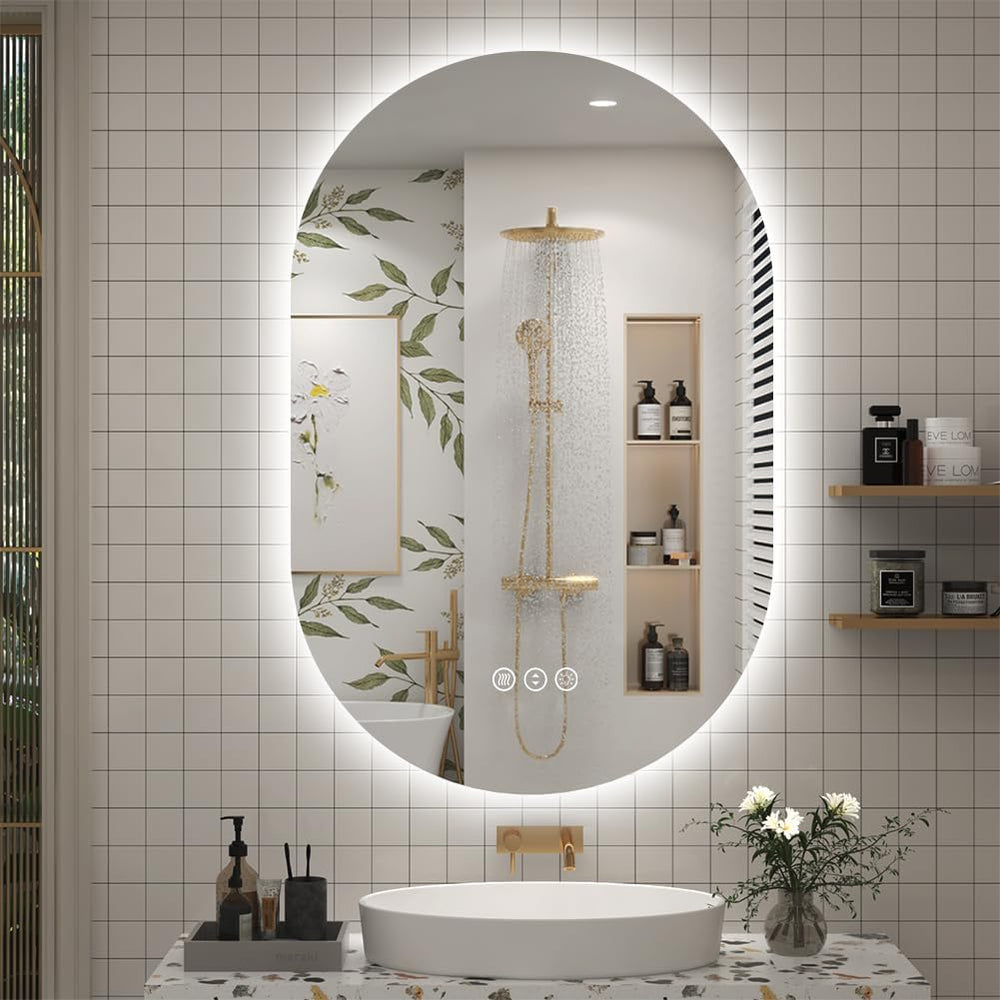 SMIROR 24x36 Oval Backlit LED Bathroom Vanity Mirror with Lights for Wall