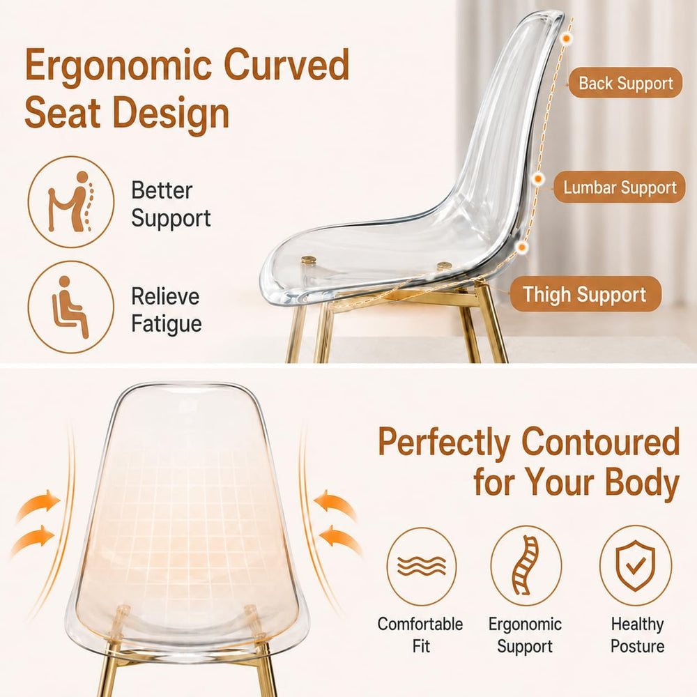 JUFU Acrylic Dining Chairs Set of 6, Modern Clear Chairs with Transparent Sea...