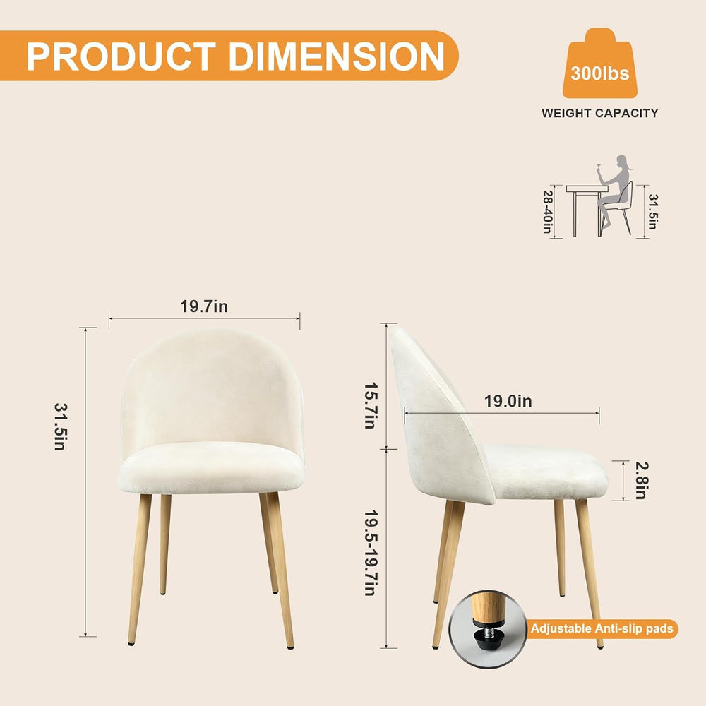 Lightdot Dining Chairs Set of 2, Velvet Kitchen Chairs Side Chairs Mid-Centur...
