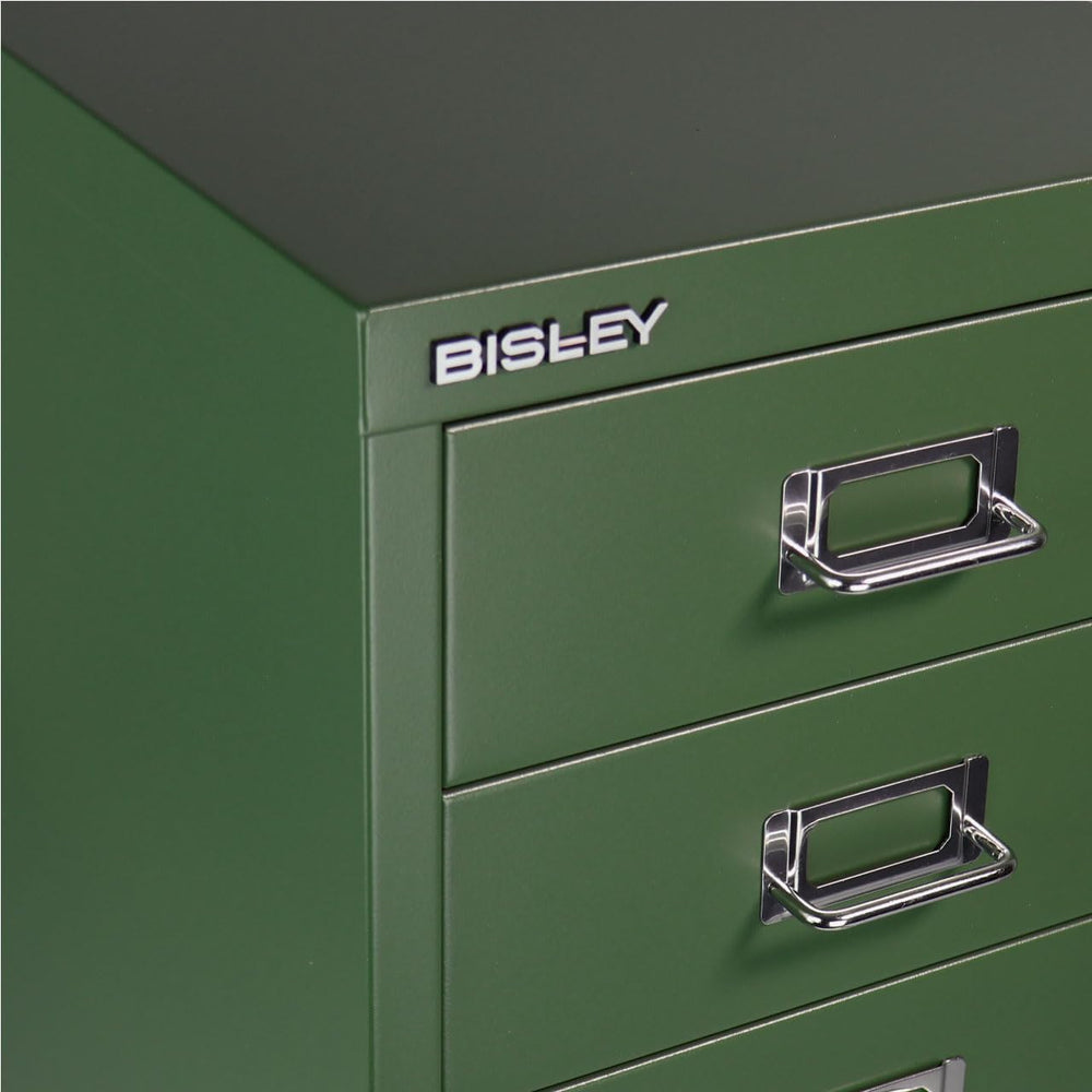 Bisley 6-Drawer Steel MultiDrawer Cabinet - Olive Green | Chrome Pull Handles...
