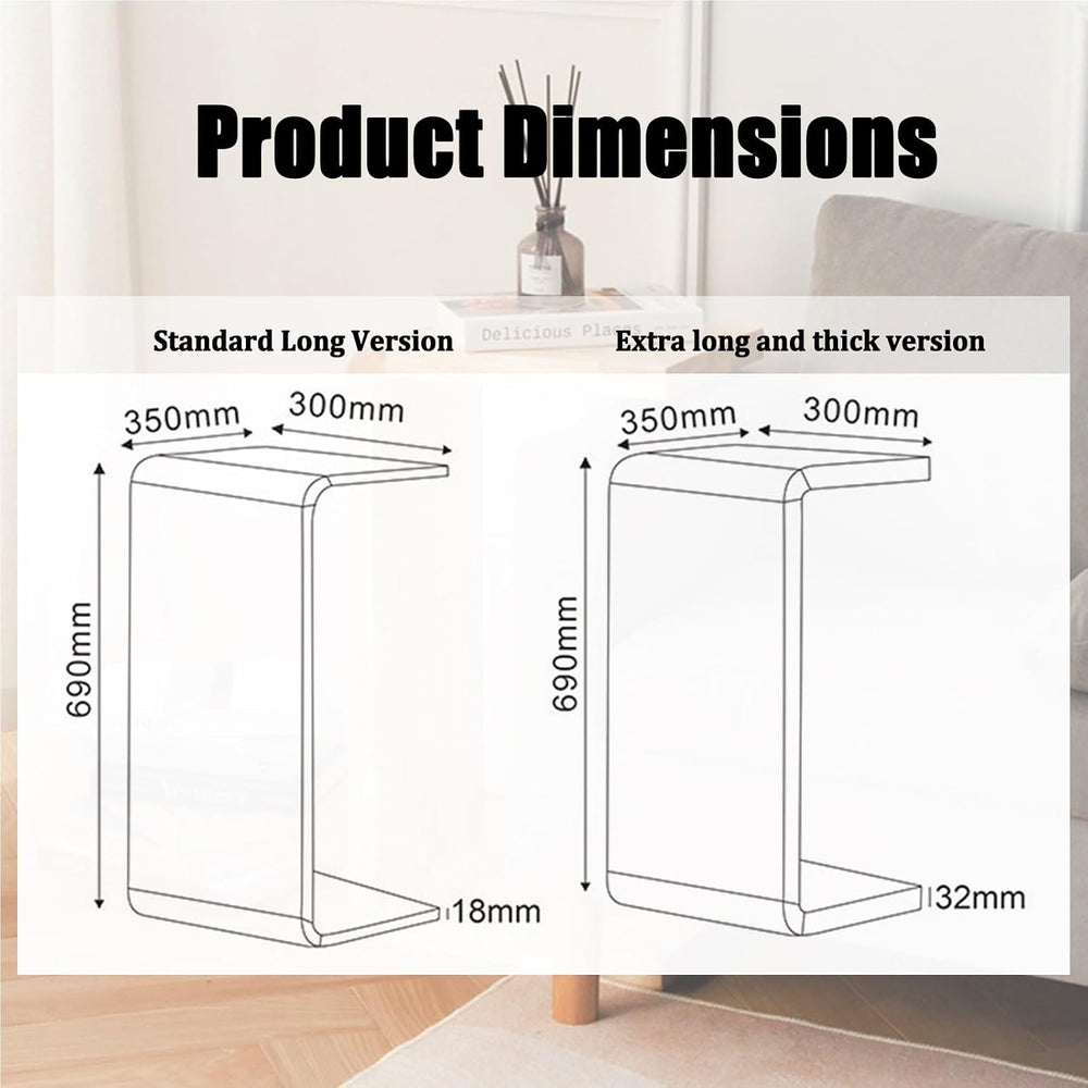 C-Shaped Side Table, 27" H Solid Wood Sofa Side Table Compact Snack Tray...