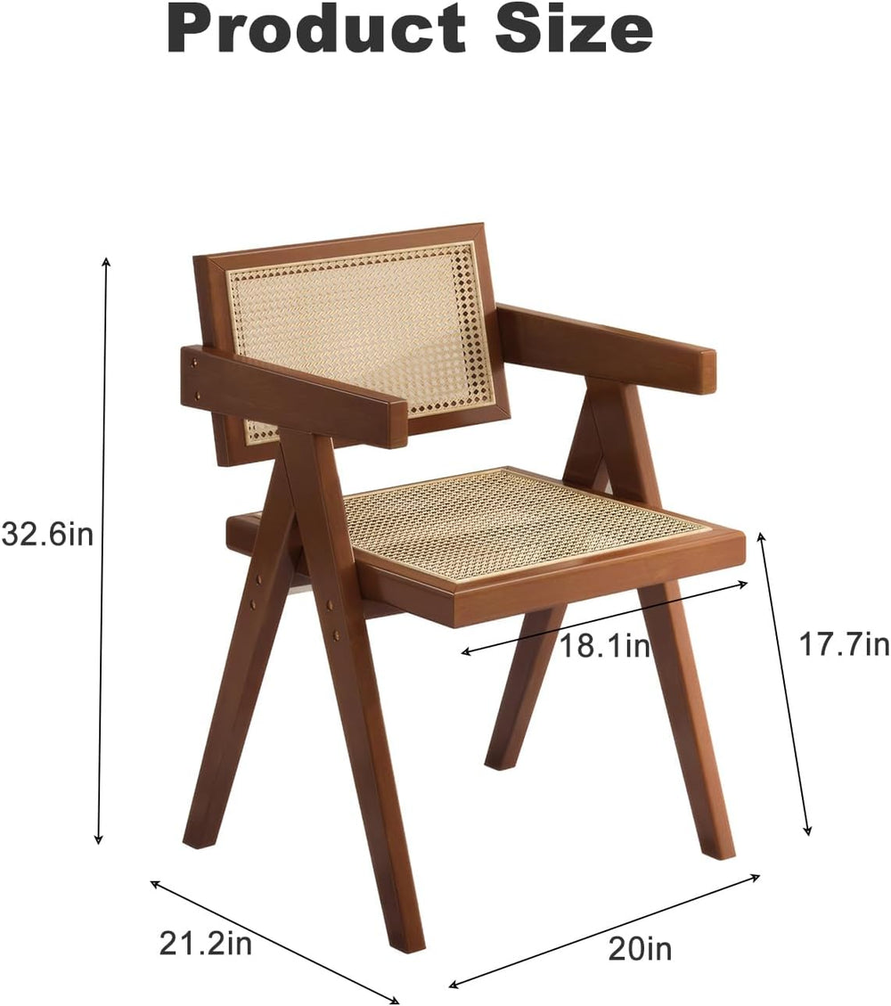 Mid Century Dining Chairs Set of 2, Rattan Accent Armchairs for Living Room, ...