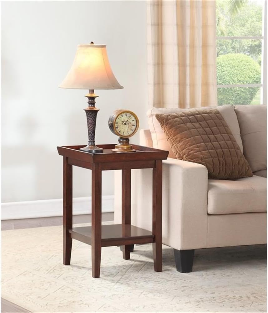 Pemberly Row Modern End Table, Espresso Wood Finish, 26" H x 18" W ...