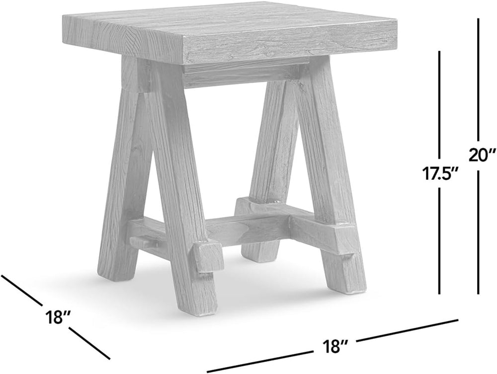 Jennifer Taylor Home Hawthorne 18” Square Reclaimed Elm Trestle Side Table, H...