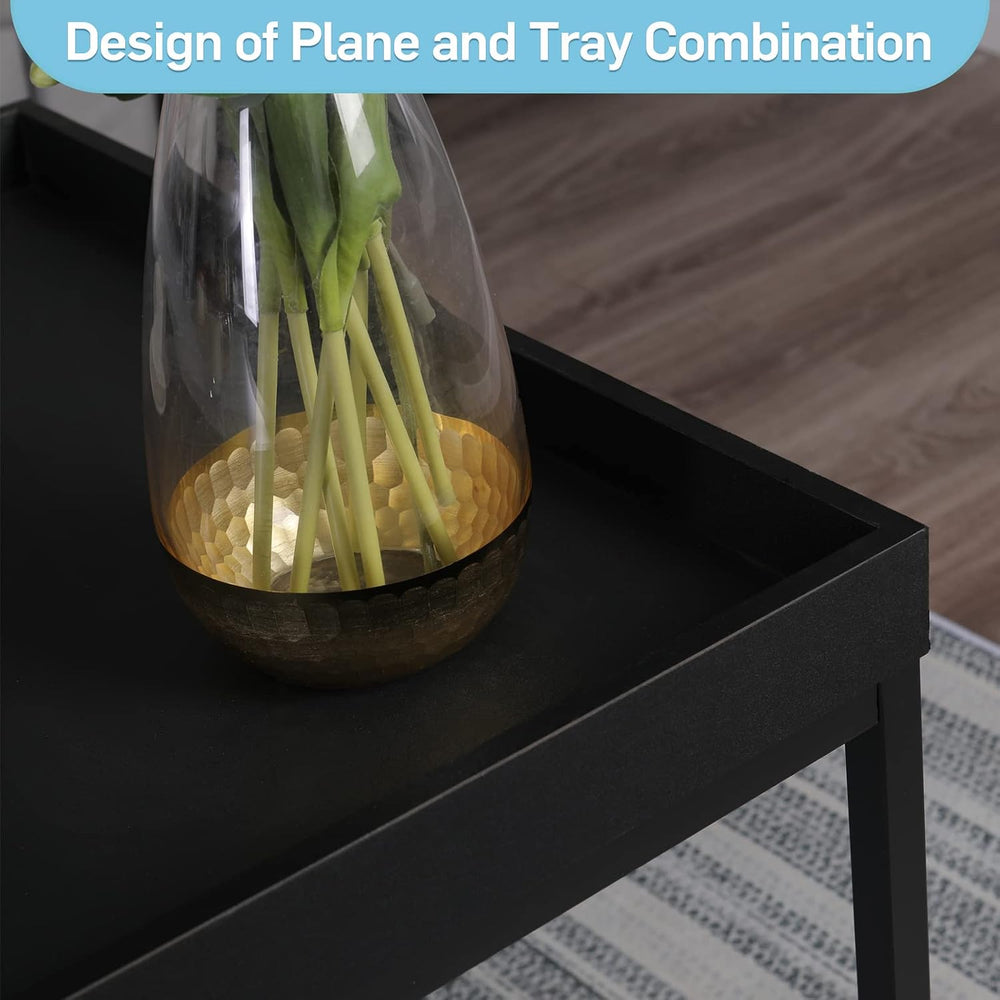MAISON ARTS Nesting Coffee Table Set of 3, Marble White and Black | Rectangle...