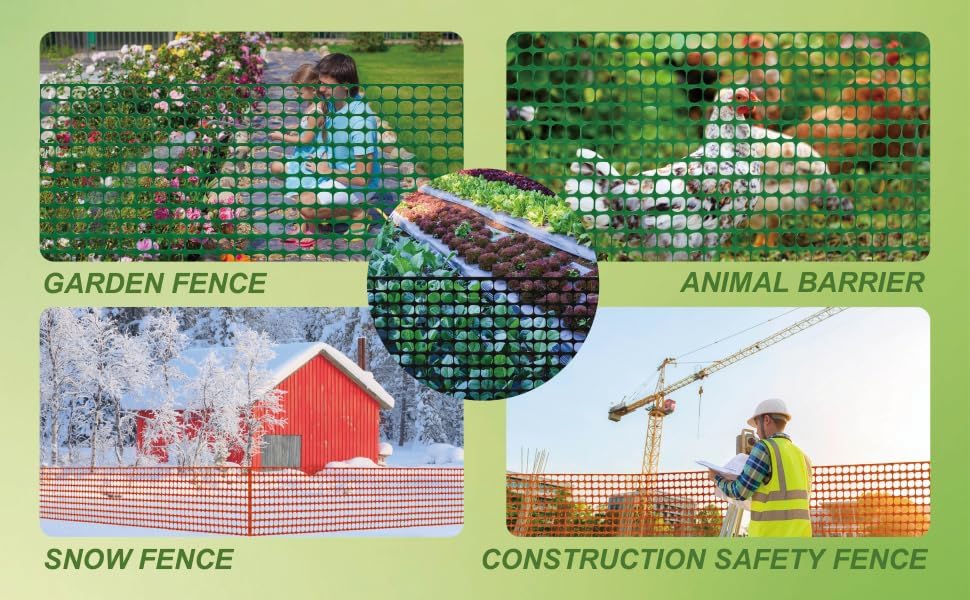 PotatoLife 4'x100' Plastic Mesh Fence for Garden with 100 Zip Ties, G...