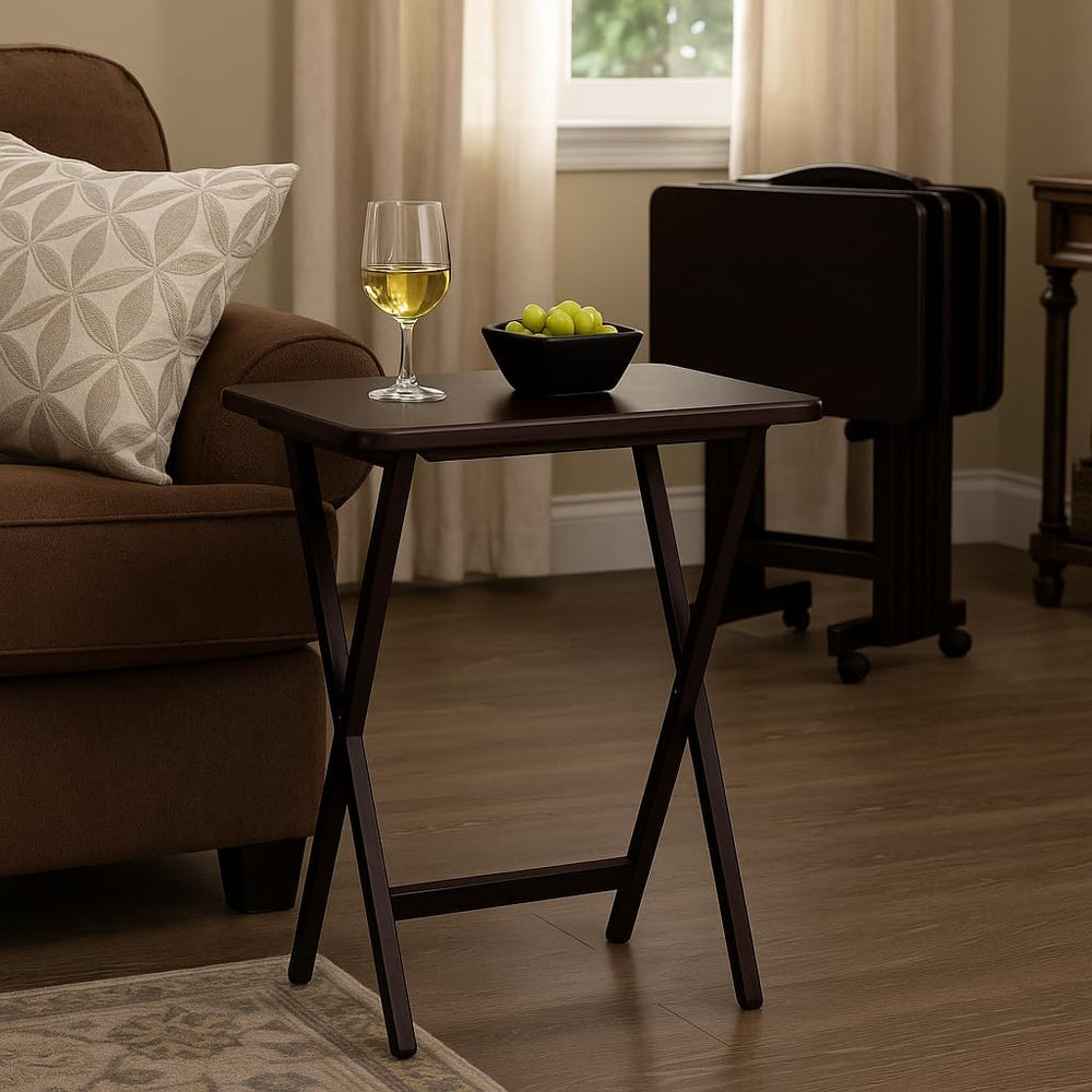 Ergode Folding TV Tray Set of 5 - Durable Small Folding Tables, X-Frame Desig...