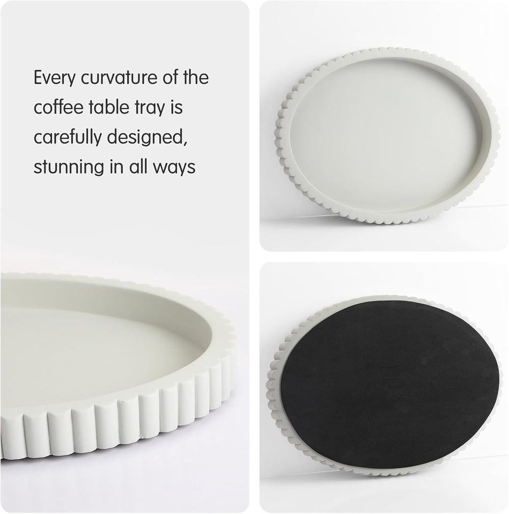 Yalikop Oval Concrete Decorative Tray for Coffee Table Decoration 15" Mo...