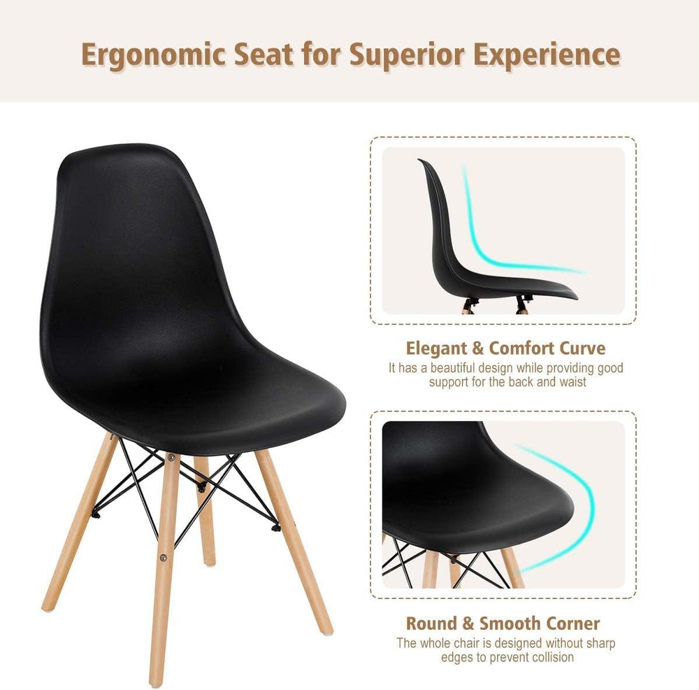 GOFLAME DSW Dining Chairs Set of 4, Shell Plastic Chairs with Wooden Legs, Mo...