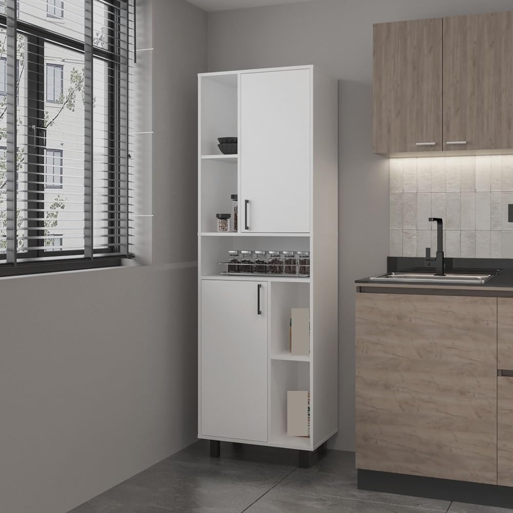 Tall Freestanding Pantry Cabinet, Storage Sideboard Locker for Living Room Ki...
