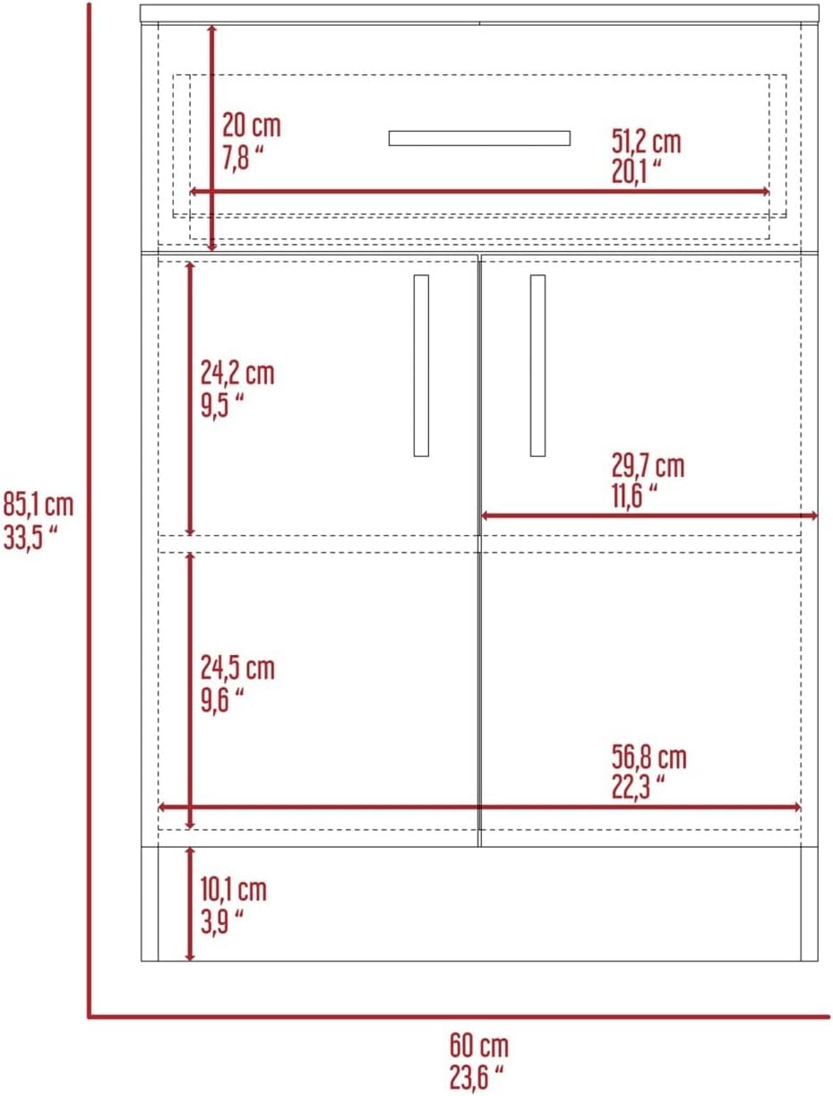 Pantry Cabinet, One Drawer, One Double Door Cabinet with Two Shelves,for Kitchen