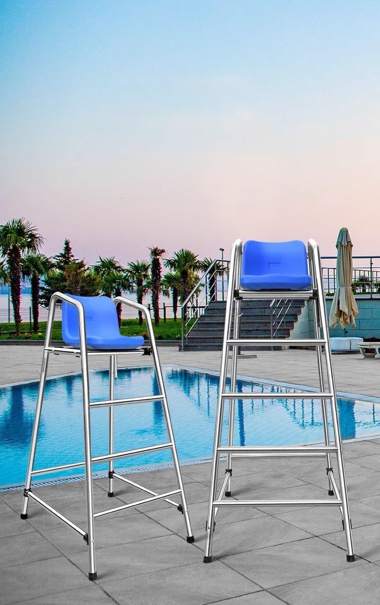 Stainless Steel Lifeguard Chair for Pool Lake and Beach Portable Outdoor Bars...