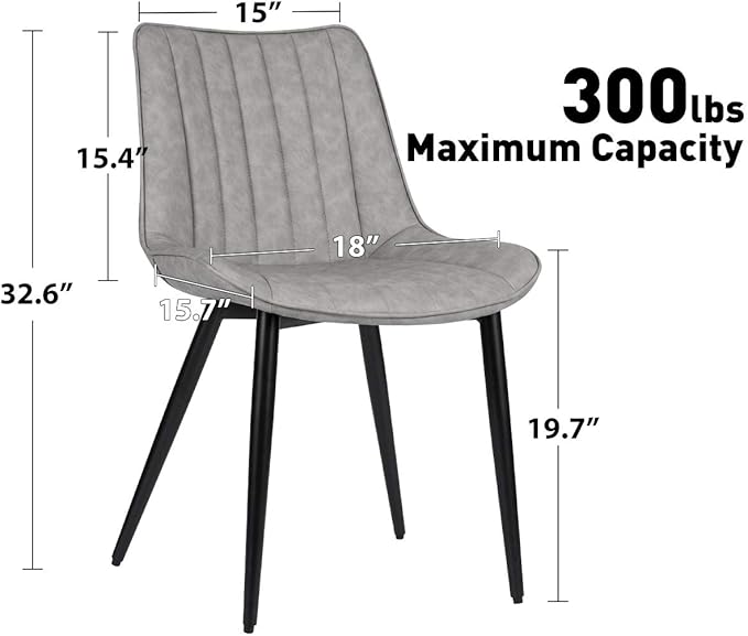 Faux Leather Dining Chairs Set of 2 Mid Century Modern Leisure Upholstered Ch...