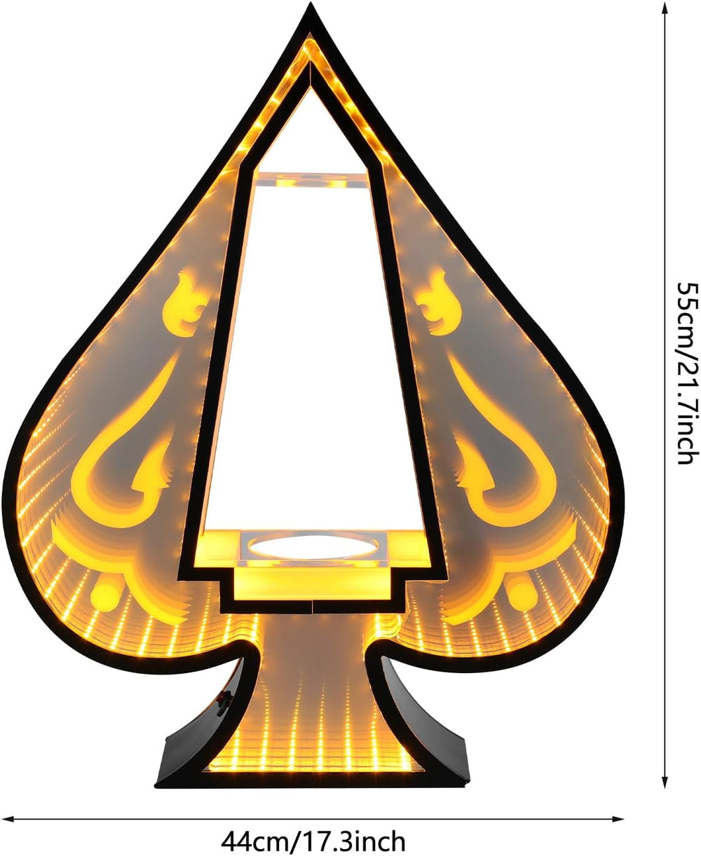 LED Wine Bottle Display Stand, Ace of Spades Shape Illuminated Bottle Holder ...