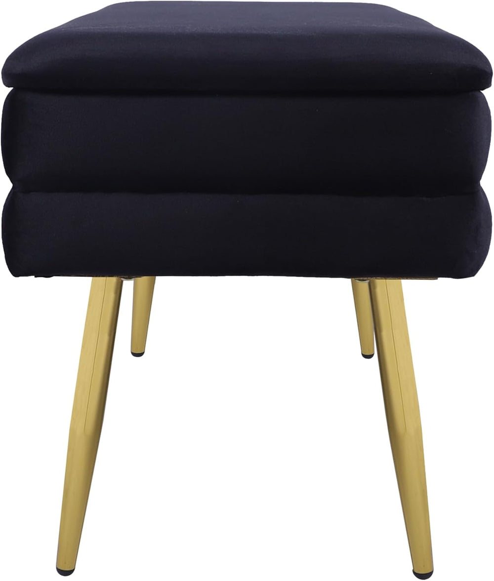 Tov Furniture Ziva Black Velvet Storage Bench