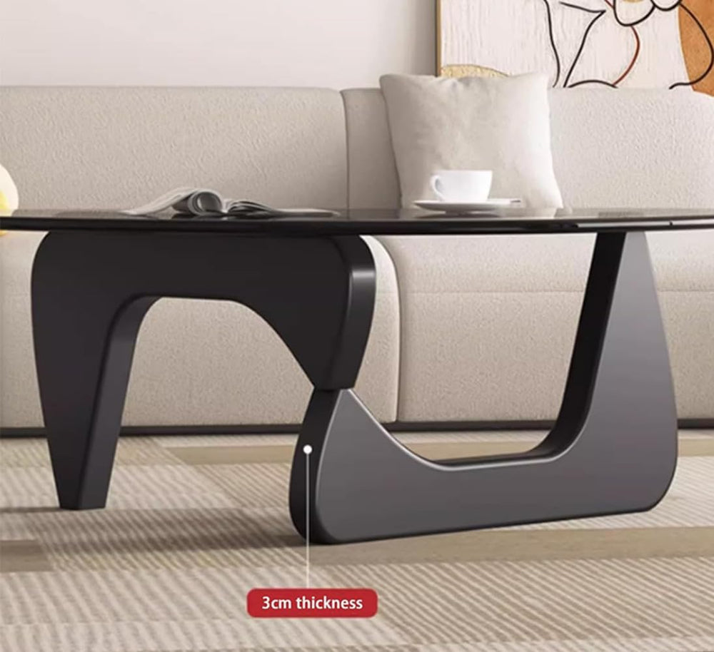 32" Mid-Century Modern Coffee Table,Triangle Glass Top Wooden Table for ...