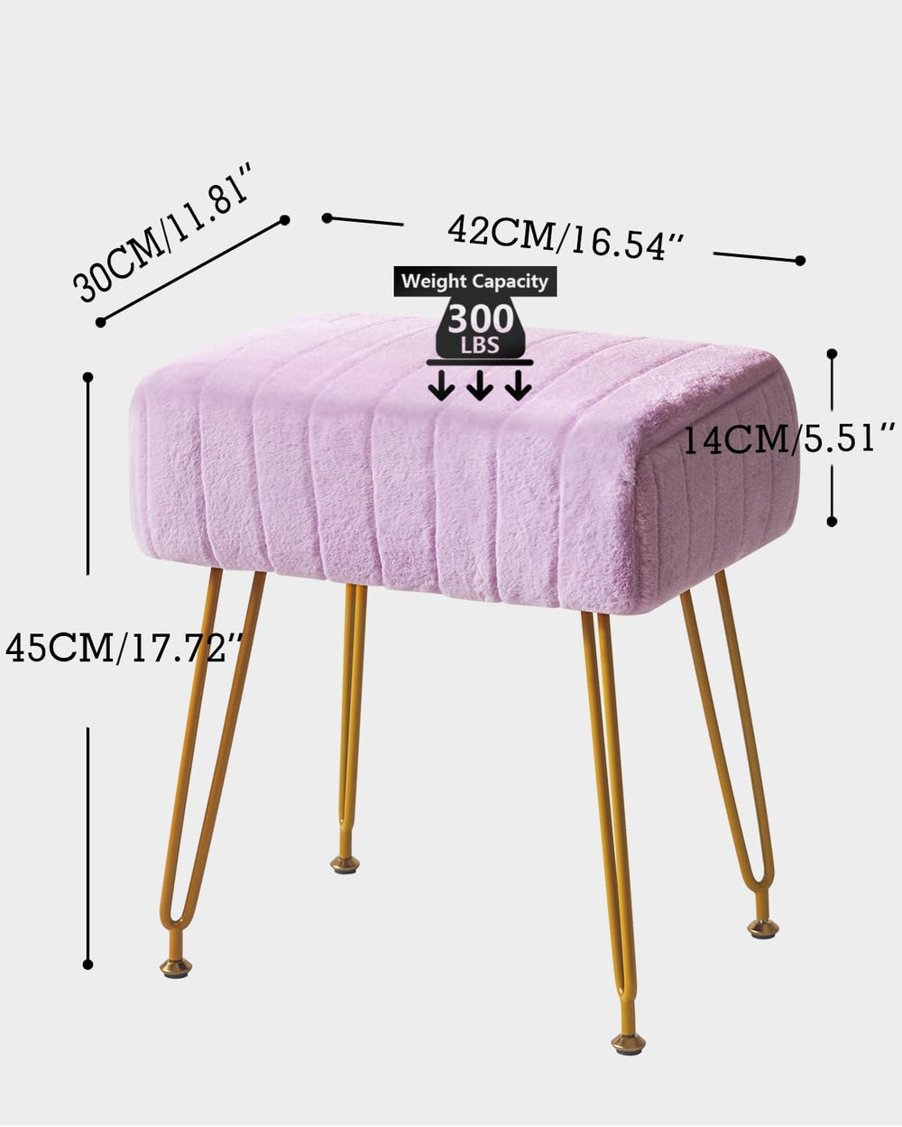 IBUYKE Makeup Vanity Stool, Velvet Rectangular Footrest, Purple LG-51V | Otto...