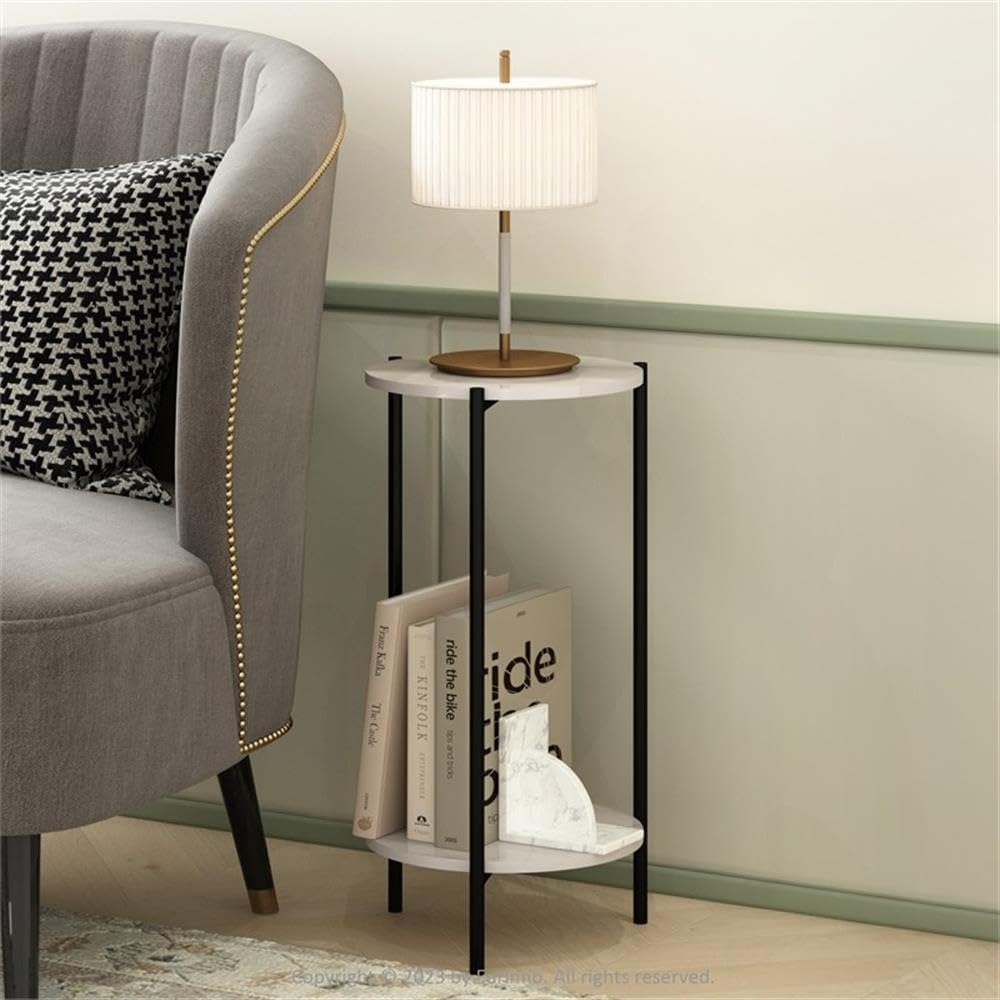 Pemberly Row 2-Tier Modern Round End Table, 11.57 x 11.57 x 23.62 Inches, Com...