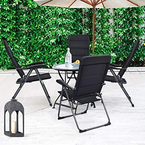 GIANTEX Set of 4 Patio Chairs, Folding Chairs with Adjustable Backrest, Outdo...
