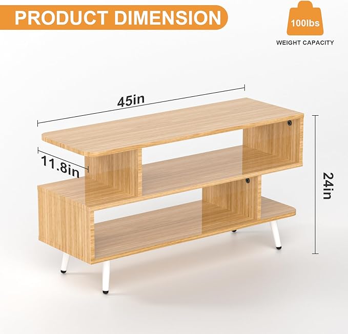 Lightdot TV Stand for TVs up to 45'', Modern Entertainment Center wit...