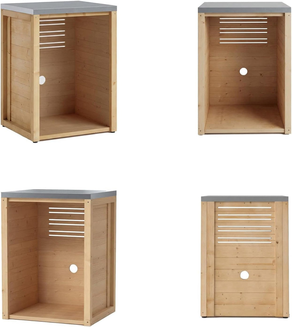 MOUMON Outdoor Kitchen Mini Fridge Cabinet with Stainless Steel Countertop
