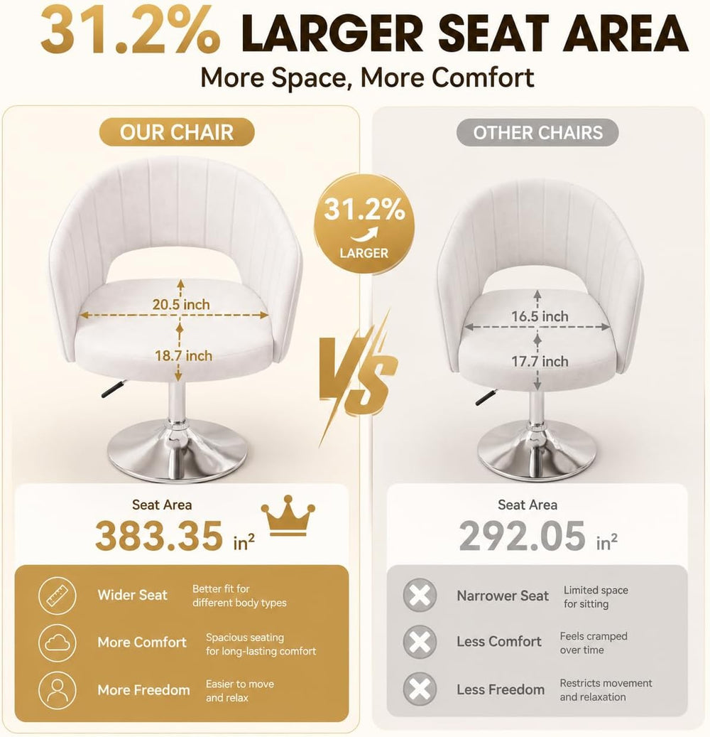 VECELO Large Wide Velvet Accent Chair, Adjustable Luxury Vanity & Dining ...