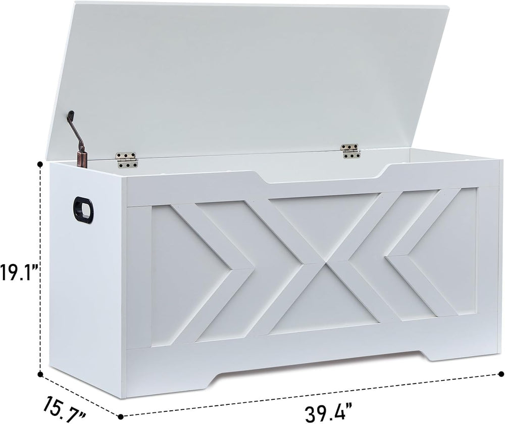 39.3" Storage Bench with 2 Safety Hinges,entryway Bench,Blanket Storage,...