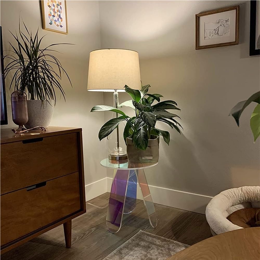 Acrylic End Table, Colorful Coffee Table, Modern Nightstand for Living Room, ...