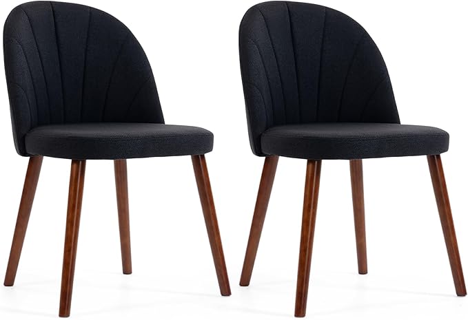 Fabric Dining Chairs Set of 2, Upholstered Mid Century Modern Dining Chairs, ...