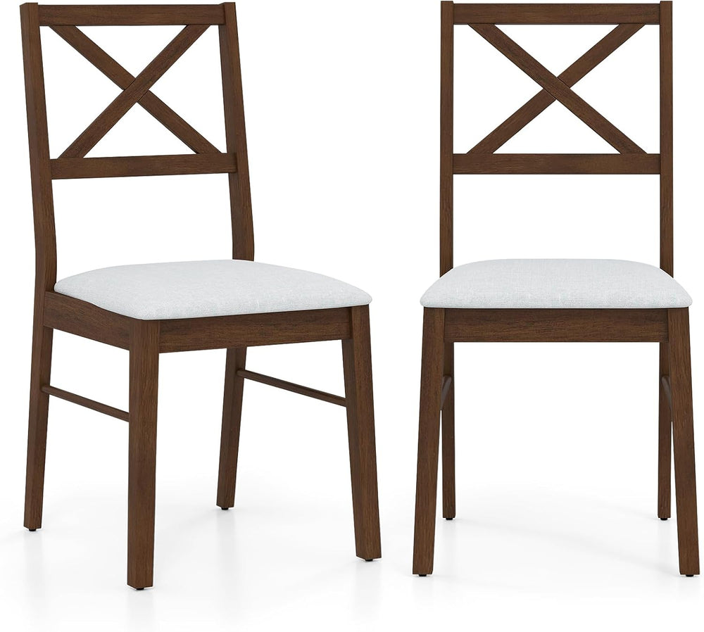 POWERSTONE Dining Chairs Set of 2, Wooden Kitchen Chairs with Soft Fabric Sea...