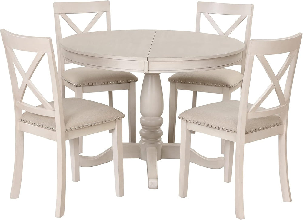 Extendable Dining Table Set for 4, 5 Piece Kitchen Table and Chairs Set, 4 X-...
