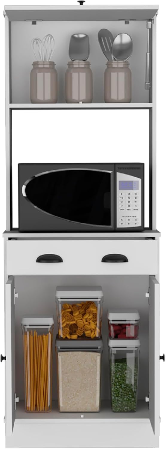 Pantry Cabinet Microwave Stand Warden, Kitchen, White