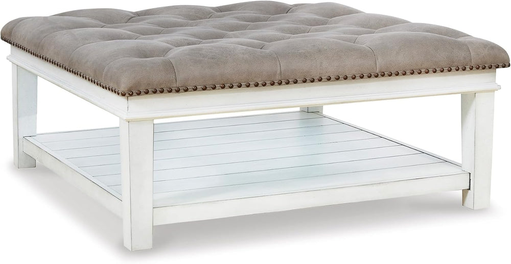 Signature Design by Ashley Kanwyn French Country Upholstered Square Ottoman C...