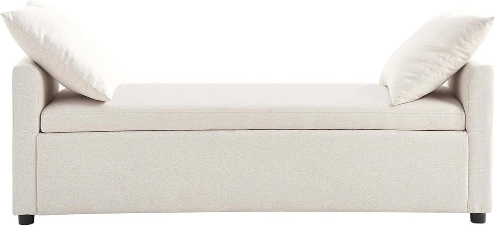 HULALA HOME 59" Storage Bench with 2 Throw Pillows, Modern Long Bedroom ...