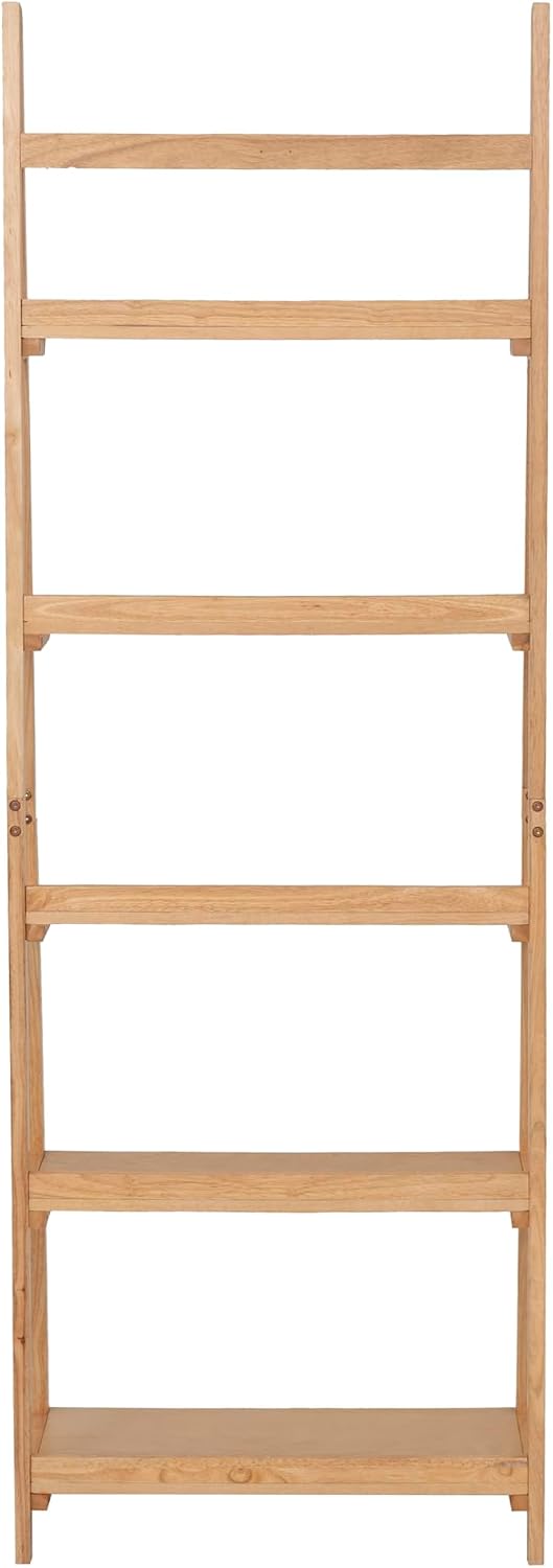 Linon Melissa Natural Wooden Five Shelf Ladder Bookcase