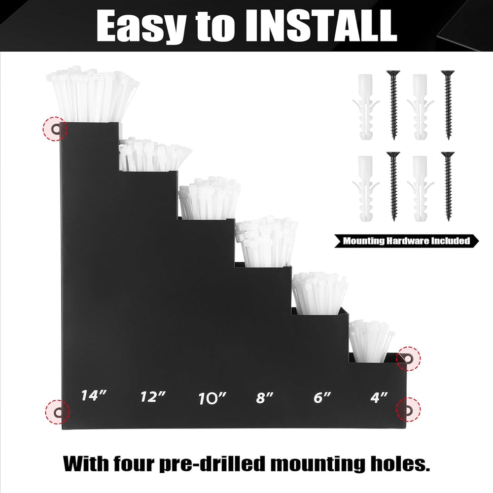 Cable Zip Tie Storage Holder Rack Metal Zip Tie Organizer Wall Mount Pockets ...