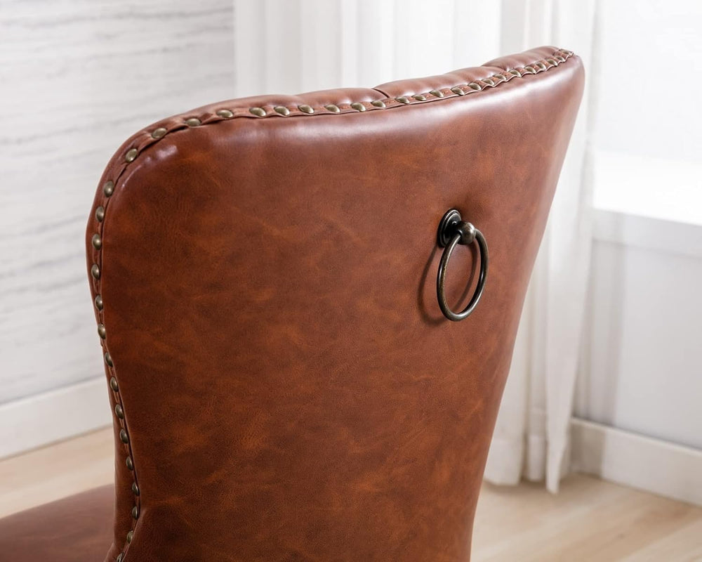 CIMOTA Brown Leather Dining Chairs Set of 8 Mid Century Modern Dining Room Ch...