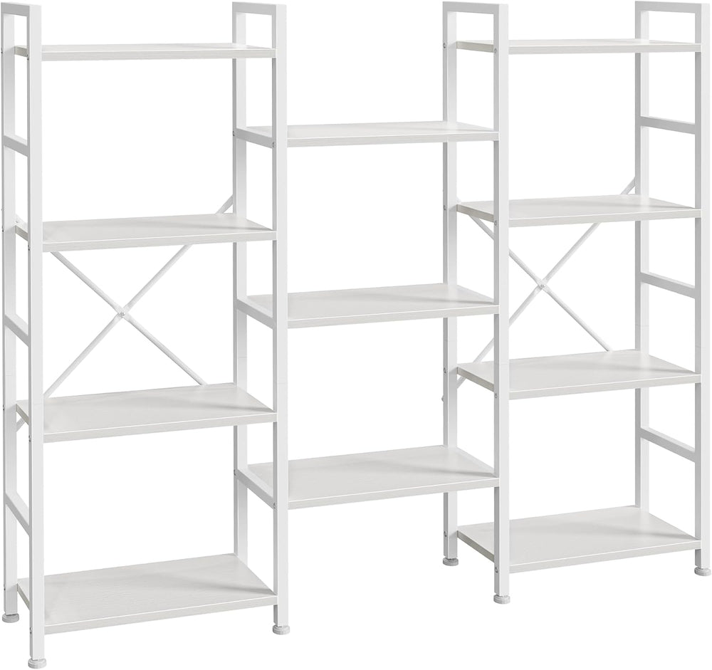 SUPERJARE Triple Bookshelf, Bookcase with 11 Open Display Shelves, Wide Book ...