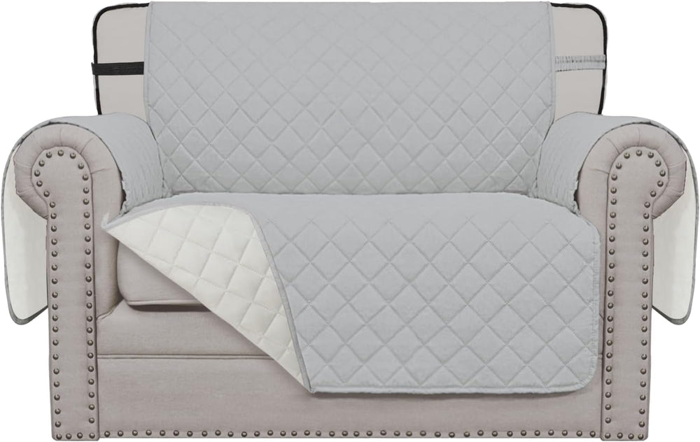 Easy-Going Reversible Couch Cover, Chair 30 in, Light Gray/Ivory