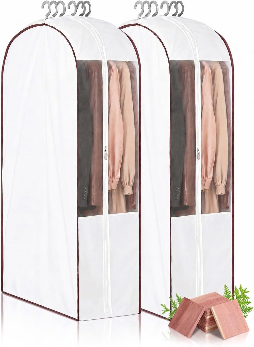 41" Cotton Garment Bags for Hanging Clothes, 2 Pack Breathable Suit Bags...