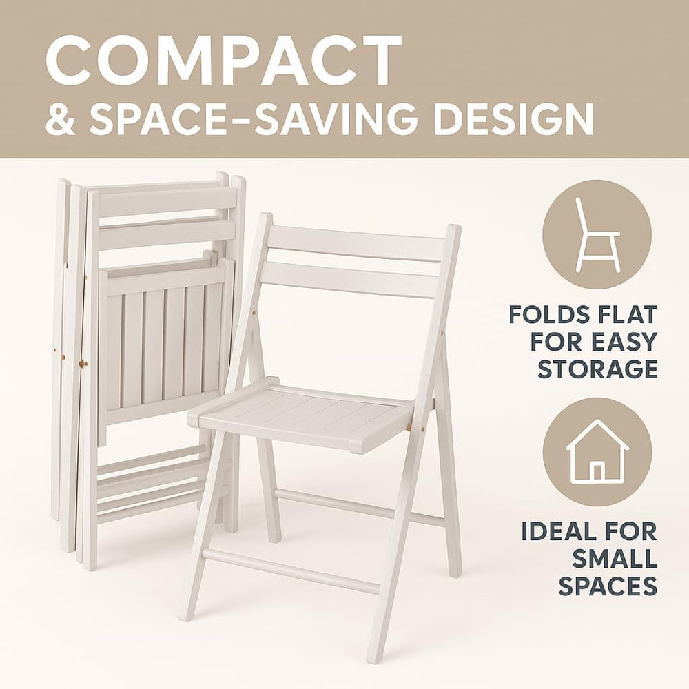 Ergode Robin 4-Piece Folding Chairs, Solid Wood, Walnut & White