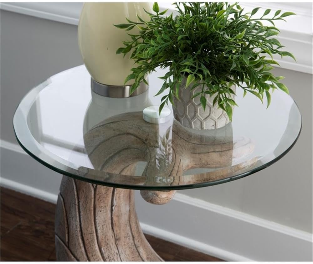 MAKLAINE Whale Sculptured Accent Table, 23 in Tall, Resin Base with Driftwood...