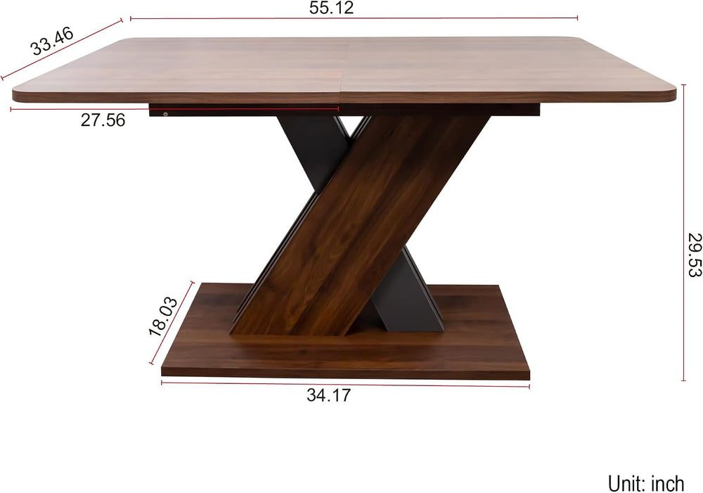 70.87'' Extendable Wood Dining Table, Modern Multifunctional Rectangl...