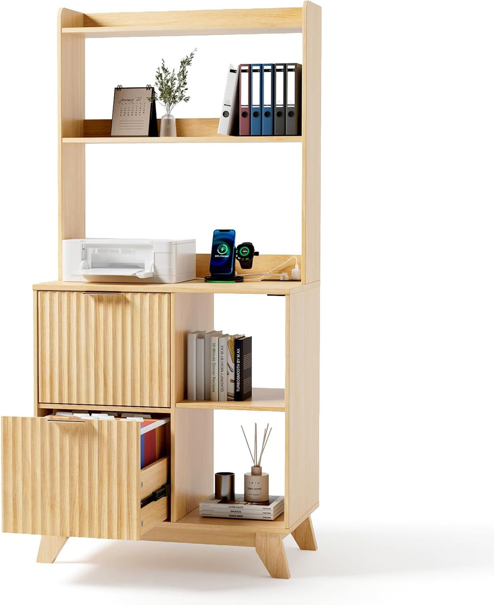 VINGLI Tall 2 Drawer File Cabinet with Adjustable Shelves, Home Office Filing...