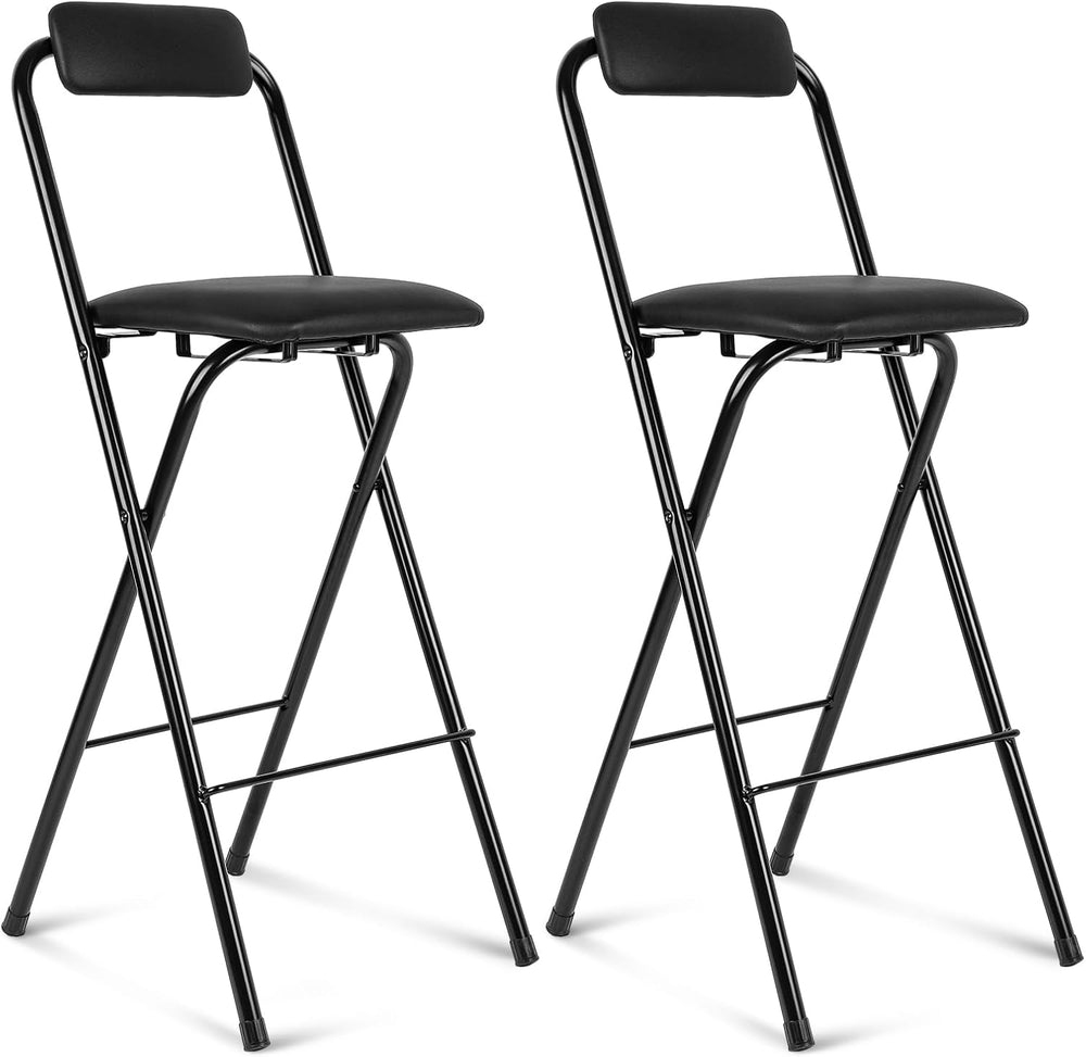 Thyle 2 Pcs Folding Bar Stool with Backrest Counter Height Seat,29.5 Inch