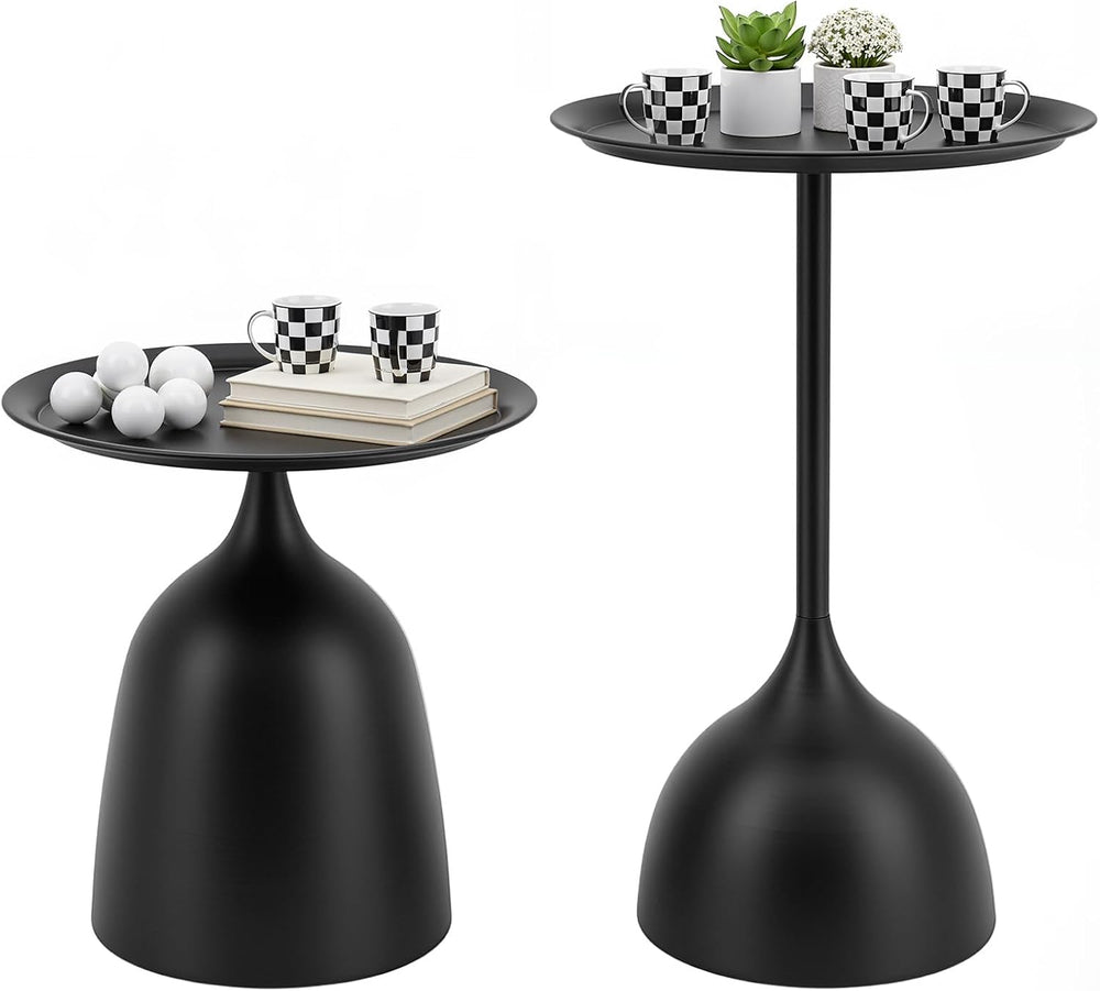 Black Nesting Tables, Round End Side Table Set of 2
