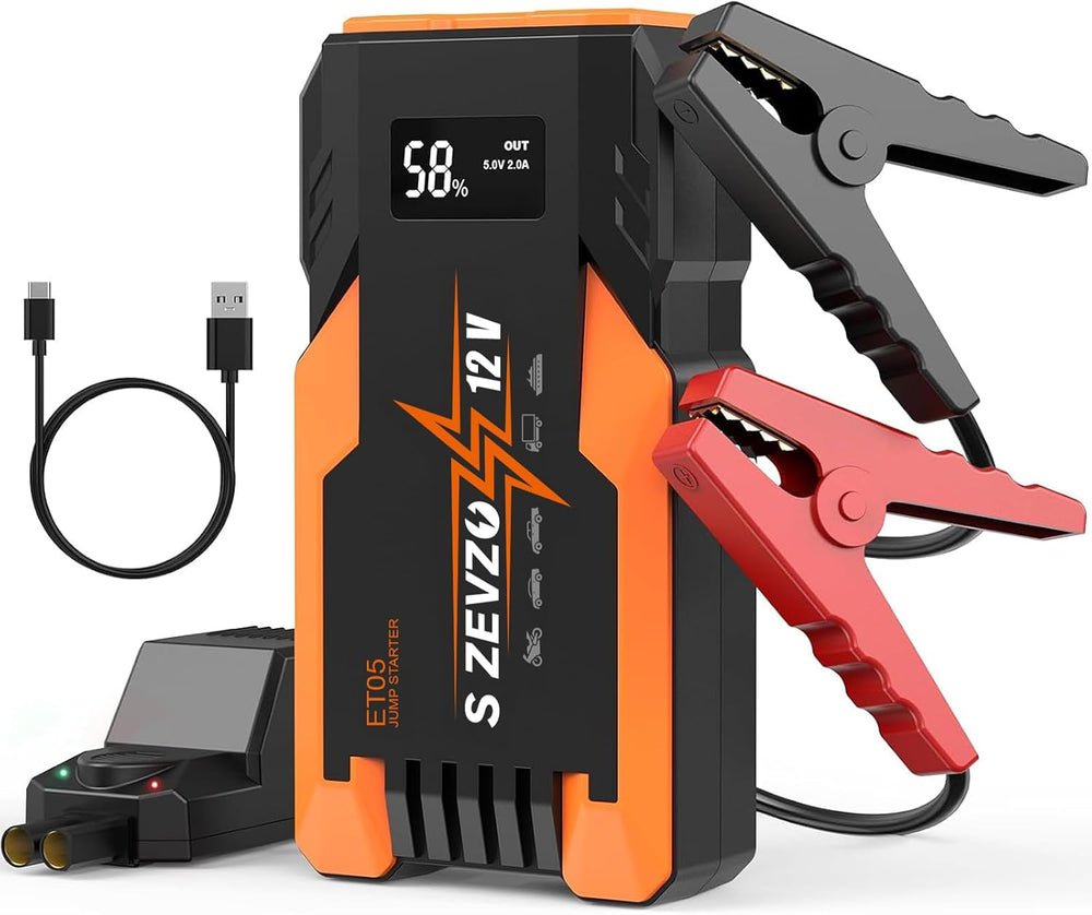 S ZEVZO ET05 Jump Starter 5000A Portable Car Jump Starter Battery Pack (7.2L ...